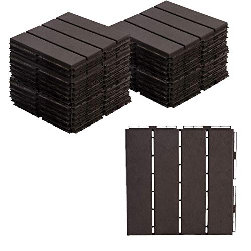 AsterOutdoor Interlocking Deck Tile Plastic Waterproof Outdoor Flooring 12' x 12' for Patio Garden Deck Poolside Indoor Outdoor, 27 pcs, Brown (AOPB27P-B)