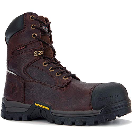 ROCKROOSTER-Kingston Men’s 8-inch Waterproof Composite Toe for Construction, Anti-Puncture, Electrical Hazard Safety Work Boots AT871-10.5