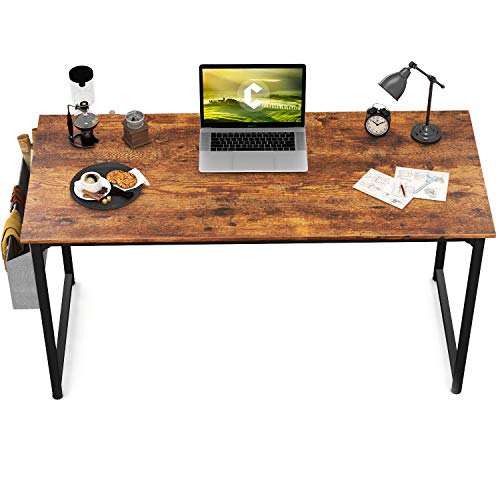 CubiCubi Computer Desk 47' Study Writing Table for Home Office, Industrial Simple Style PC Desk, Black Metal Frame, Rustic