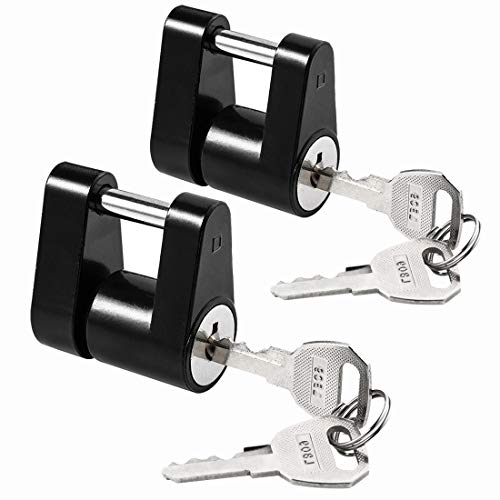 CZC AUTO Black Trailer Hitch Coupler Lock, Dia 1/4 Inch, 3/4 Inch Span for Tow Boat RV Truck Car's Coupler (2 Pack, Black)