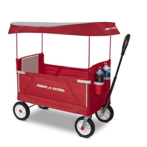 Radio Flyer 3 in 1 Off-Road EZ Fold Wagon with Canopy, Red