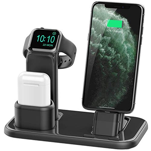 Beacoo Upgraded 3 in 1 Charging Stand for iWatch Series 5/4/3/2/1, Charging Station Dock Compatible with Airpods Pro/1/2 iPhone 11/pro/max/Xs/X Max/XR/X/8/8Plus/7/6S(Charger & Cables Required)