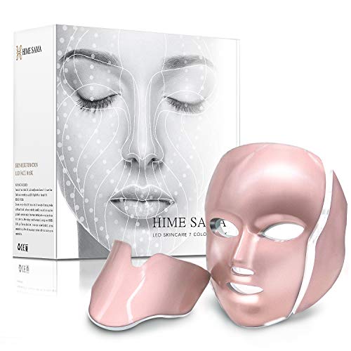 LED Skin Mask-CE Cleared Pro 7 LED Skin Care Mask for Face and Neck Skin Rejuvenation Light Therapy Facial Care Mask and Optical Cosmetic Mask Portable for Home and Travel Use