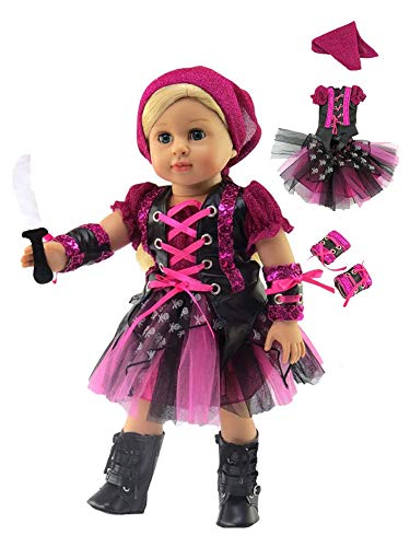 American Fashion World Punk Rock Pirate Halloween Costume Made to fit 18 inch Dolls Such as American Girl Dolls
