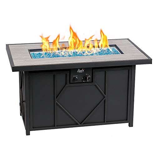 BALI OUTDOORS 42 Inch 60,000 Btu Rectangular Gas Fire Pit, Outdoor Propane Fire Pits Table Black
