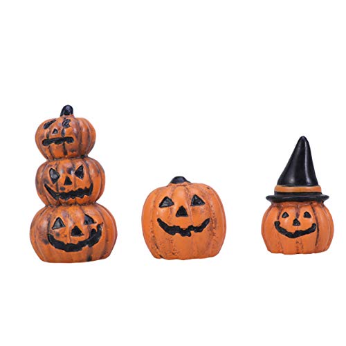 Yardwe 3pcs Halloween Miniature Pumpkin Figurines Decorations Ornaments Fairy Garden Doll House Accessories Halloween Party Favors Bag Fillers Gifts