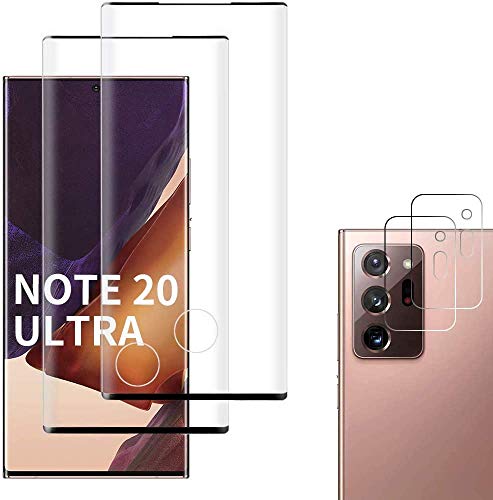 [4 Pack] Galaxy Note 20 Ultra Screen Protector Include 2 Pack Tempered Glass Screen Protector + 2 Pack Tempered Glass Camera Lens Protector[9H Hardness][Easy Install] for Galaxy Note 20 Ultra