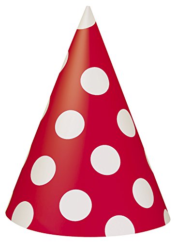 Red Polka Dot Party Hats, 8ct