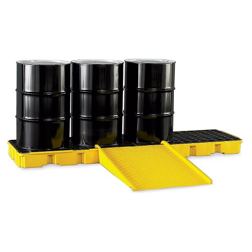 Eagle 1647D Yellow 4 Drum In Line Containment Platform with Drain