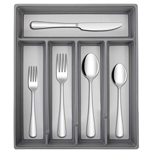 Hiware 20-Piece Silverware Flatware Set with Organizer Service for 4, Stainless Steel Cutlery Utensil Set Includes Forks Knives Spoons, Dishwasher Safe