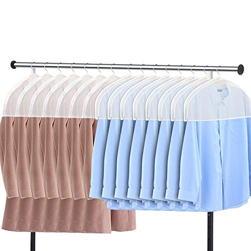 ZILINK Shoulder Covers for Clothes (Set of 15) Breathable Garment Dust Covers Protectors with 2' Gusset for Suit, Coats, Jackets, Dress Closet Storage