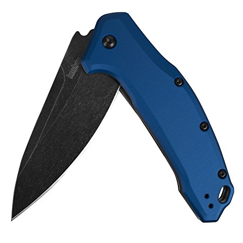 Kershaw Link Blue Aluminum BlackWash Pocket Knife 1776NBBW 7.6 42HC Stainless Steel Blade and Machined Aluminum Handle with SpeedSafe Assisted Opening, Liner Lock Reversible Pocketclip 4.8 OZ