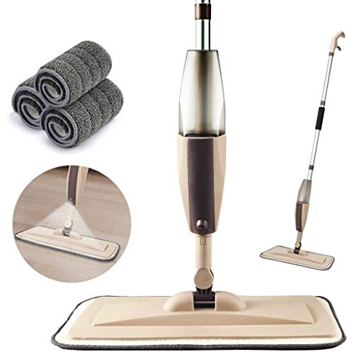 Microfiber Spray Mop for Floor Cleaning, Dry Wet Wood Floor Mop with 3 pcs Washable Pads, Handle Flat Mop with Sprayer for Kitchen Wood Floor Hardwood Laminate Ceramic Tiles Dust Cleaning