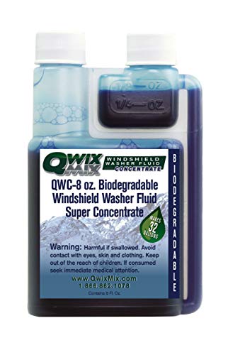 Qwix Mix Biodegradable Windshield Washer Fluid Concentrate, 1 Bottle Makes 32 Gallons, 1/4 oz. Makes 1 Gallon