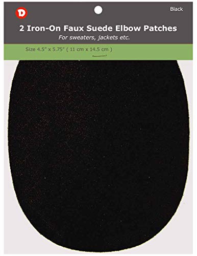 Faux - Suede Garment Iron-On Elbow Patches 4 1/2 x 5 1/2 in 2/Pkg - Black