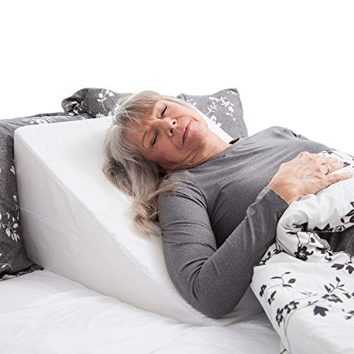 DMI Wedge Pillow to Support and Elevate Neck, Head and Back for Acid Reflux or Feet and Legs to Reduce Back Pain and Improve Circulation with Removable Cover, White ,12x24x24 Inch