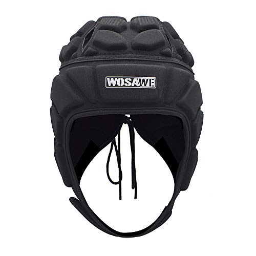 WOSAWE Goalkeeper Helmet Soft Shell Rugby Headguards Multi Sports Head Injury Protection Headgear, M