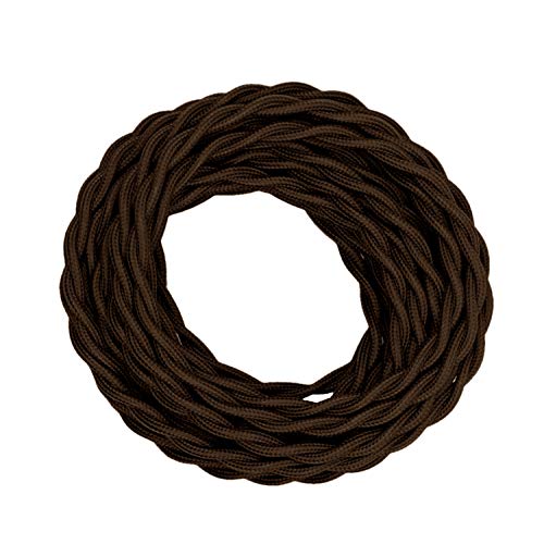 Creative Hobbies Brown Twisted Cloth Covered Wire, 25 Foot Roll, 18/2 Antique Industrial Fabric Electrical Cord Cable, Vintage Style Lamp Repair Replacement
