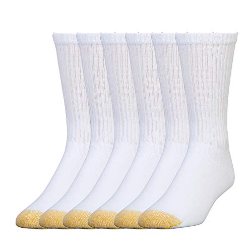 Gold Toe Men's 656S Cotton Crew Athletic Sock MultiPairs, White (6 pairs), Shoe Size: 12-16