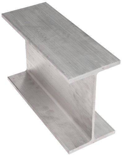 6061 Aluminum I-Beam, Unpolished (Mill) Finish, Extruded Temper, ASTM B221, Equal Leg Length, Squared Corners, 4' Leg Lengths, 6' Width, 0.28' Wall Thickness, 72' Length