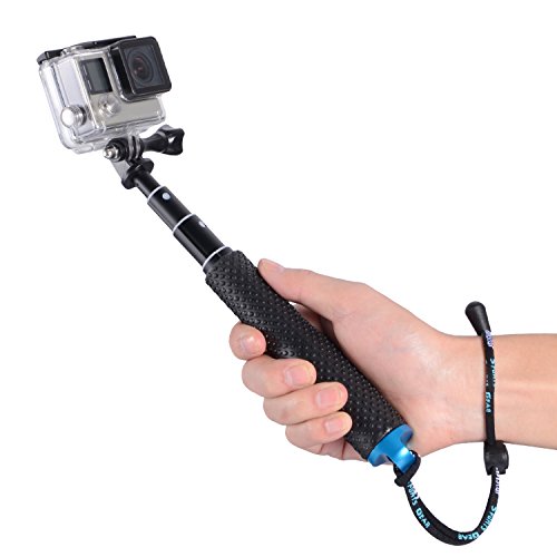 Trehapuva Selfie Stick, 19” Waterproof Hand Grip Adjustable Extension Monopod Pole Compatible With GoPro Hero(2018) Hero 7 6 5 4 3+3 2 1 Session, AKASO, Xiaomi Yi,SJCAM SJ4000 SJ5000 SJ6000 More(Blue)
