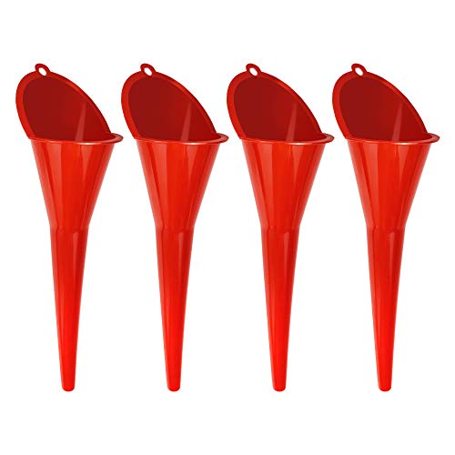 Annurssy 4 pcs Multi-Function Plastic Long Neck Oil Funnel - for All Automotive Oils Lubricants Engine Oils Water Diesel Fuel Kerosene and Other Liquids
