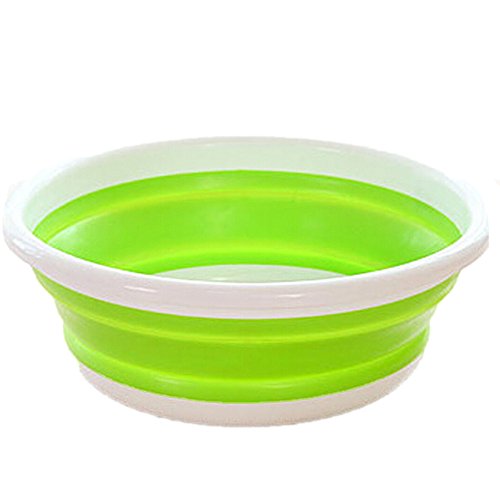 Fan-Ling Simple Life Folding Bucket,Portable Camping Fishing Car Washing Tool, Outdoor Travel Folding Bucket Wash Basin Collapsible Portable Waterproof,Saves Space,29 X 11cm (Green)