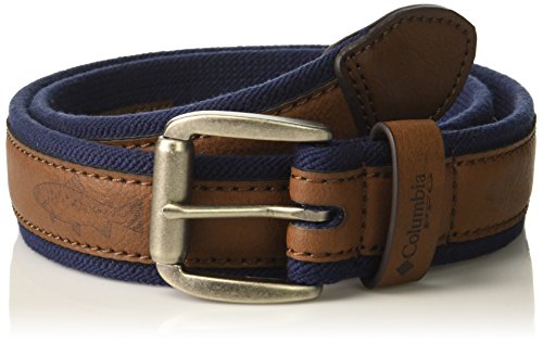 Columbia Men's Comfort Stretch Casual Belt, Navy/Brown, Small (30-32)