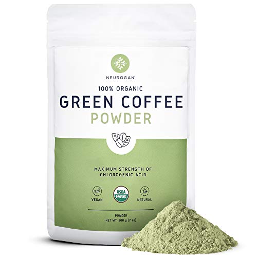 Neurogan Organic Green Coffee Bean Powder Extract with Ingredients to Help Support Normal Weight Loss - 7oz / 200g, Maximum Strength Chlorogenic Acid - 100% Organic, Non-GMO, Vegan Friendly