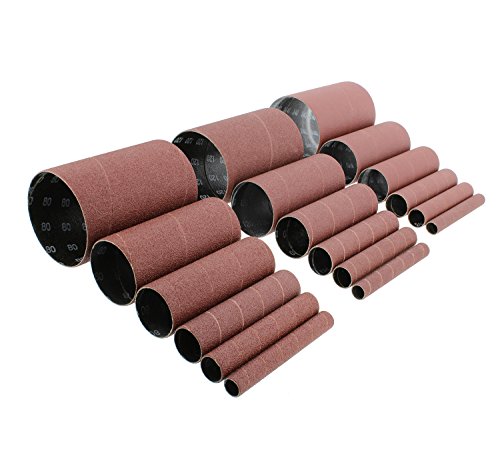 ABN Aluminum Oxide Spindle Sanding Sleeves 18-Pack – 4.5in Length, Assorted 80 120 240 Grit, 1/2in to 3in Sandpaper