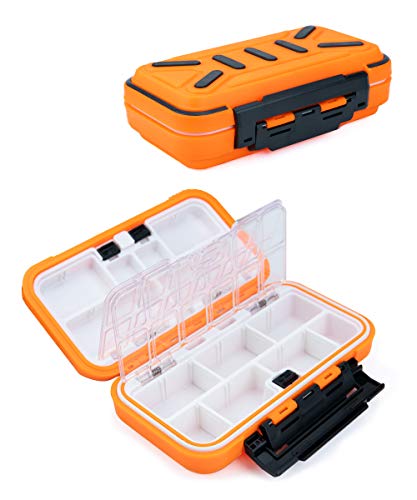 Meboyz Compna Fishing Lure Boxes, Bait Storage Case Fishing Tackle Storage Trays Accessory Boxes Thicker Plastic Hooks Organizer Containers for Vest Casting Fly Fishing - Waterproof Seal (Orange)