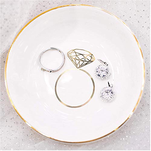Quany Life Engagement Ring Dish Jewelry Tray - Mrs Engaged Gifts for Her Ring Tray Engagement Gift for Engaged Ring Dish Holder Bride Dish Gift Gold Ceramic Trinket Tray Wedding Ring Holder