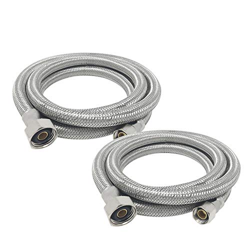 PROCURU 36' Length x 3/8' Compression x 1/2' FIP Faucet Hose Connector, Braided Stainless Steel Supply Line, Lead Free (36-Inch, 2-Pack)