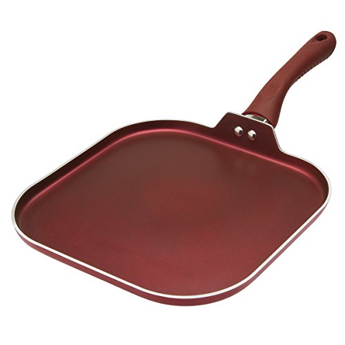 Ecolution Non-Stick Griddle Pan Dishwasher Safe, Silicone Handle, Specialty Cookware for Family, Griddle-11 Inch, Crimson Sunset