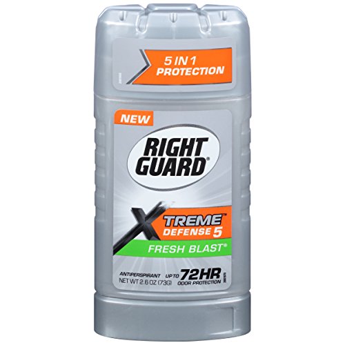 Right Guard Xtreme Defense 5 Anti-Perspirant & Deodorant, Fresh Blast 2.60 oz (Pack of 4)