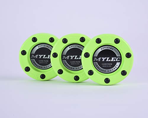 Mylec Official Roller Hockey Game Puck, 212G, Safety Green