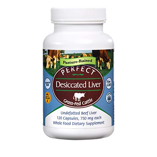 Perfect Desiccated Liver Capsules, 100% Grass Fed Undefatted Argentine Natural Beef Liver Supplements, 120 Capsules, 750mg per Capsule