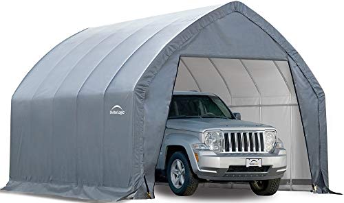 ShelterLogic 11' x 20' x 9'6' Garage-in-a-Box All Season Steel Metal Peak Style Roof Portable Outdoor Garage for Crossover Small Trucks and Large Sedans, Grey