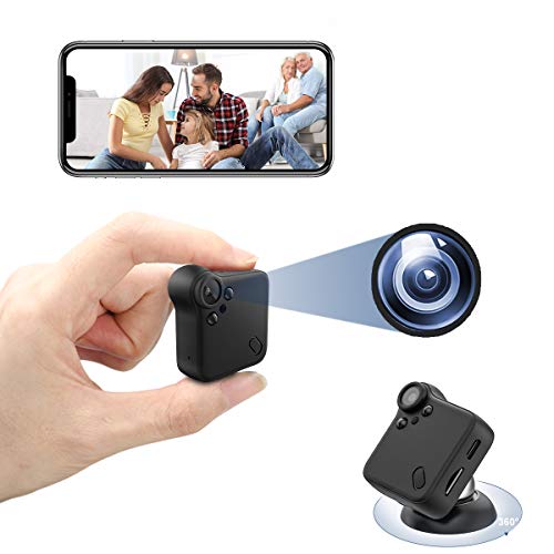 Mini Spy Camera Wireless Nanny Cam with Night Vision & Motion Detection Small Home Security Surveillance Cameras 1080P HD Hidden Camera with Audio & Wide Angle for Car, Home, Office (Black)