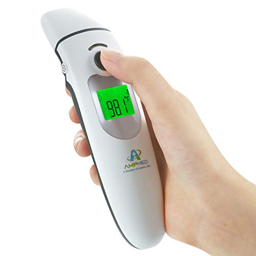 Amplim Hospital Medical Grade Digital Infrared Forehead & Ear Thermometer + Pouch for Adult/Baby/Kid/Toddler/Infant/Nurse