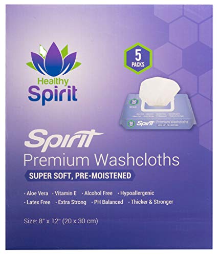 Healthy Spirit Disposable Washcloths 250 Count - Adult Wipes Extra Large, Adult Wipes for Incontinence & Cleansing, 8'x12', 250 Count, White