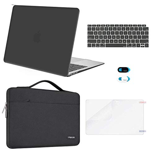 MOSISO MacBook Air 13 inch Case 2020 2019 2018 Release A2179 A1932, Plastic Hard Shell&Sleeve Bag&Keyboard Cover&Webcam Cover&Screen Protector Compatible with MacBook Air 13 inch Retina, Space Gray