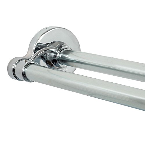 Zenna Home 36602SS Never rust Aluminum Double Tension Shower Curtain Rod, 44 To 72-Inch, 44-72', Chrome
