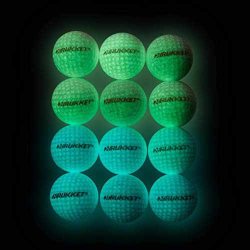 Rukket Sports Tru-Spin Foam Practice Golf Balls | Pack of 12 High-Density Foam Limited Flight Golf Practice Balls | Choose Between Classic White or Glow-in-The-Dark (Glow-in-The-Dark)