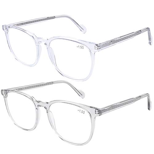 Computer Reading Glasses Blue Light Blocking - 2 Pack Fashion Round Anti UV Glare Eyestrain Gaming Readers Glasses Women Men, 3.0