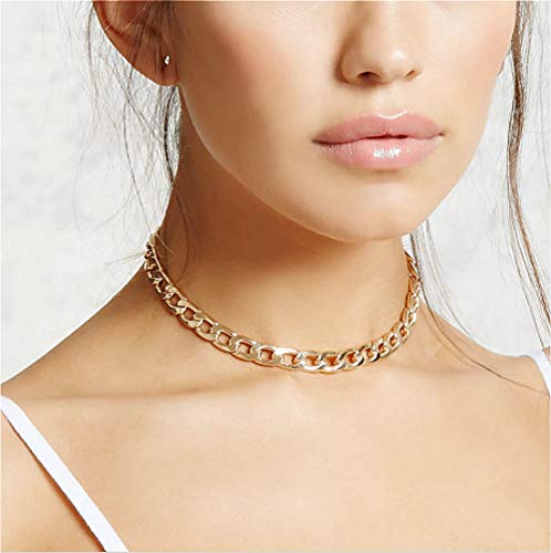 Sither Women Chain Choker Necklace Big Link Necklace for Women Trendy Jewelry Necklaces Chains Punk (Gold)