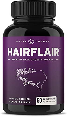 HairFlair - Hair Growth Vitamins with Biotin for Longer, Stronger, Healthier Hair - Hair, Skin and Nails Supplement - for All Hair Types - Premium Formula with Keratin, Collagen, Bamboo, Aloe & More!