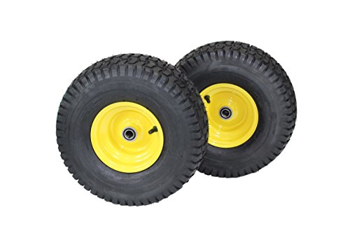 (Set of 2) 15x6.00-6 Tires & Wheels 4 Ply for Lawn & Garden Mower Turf Tires .75' Bearing