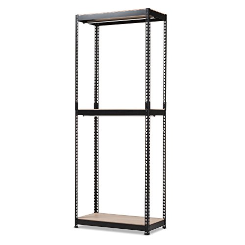 Baxton Studio Emeline Metal 3-Shelf Closet Storage Racking Organizer, Black