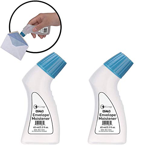 Envelope Moistener with Adhesive – Clog Free, Fast-Drying, Quickly Seals Envelopes, Non-Toxic - 2.20 fl oz – Each Bottle Securely Seals Up to 1500 Envelopes (2 Pack)